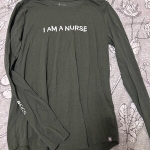 Figs Olive Long Sleeve Nurse Tee